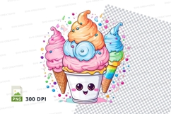 Clipart png of three colorful ice cream cones Product Image 1