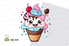 Cute cartoon ice cream cone clipart png Product Image 1