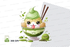 Matcha ice cream bowl clipart png Product Image 1