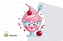 Cute cartoon ice cream sundae clipart png Product Image 1