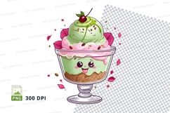 Illustrated ice cream sundae clipart png Product Image 1