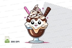 Cute cartoon ice cream sundae clipart png Product Image 1
