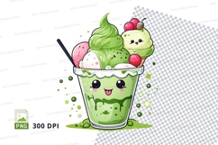 Cute green ice cream sundae clipart png Product Image 1