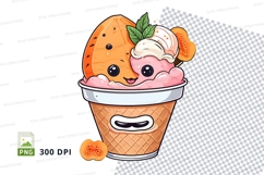 Ice cream cone clipart with cartoon face Product Image 1