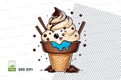 Cartoon ice cream cone clipart Product Image 1