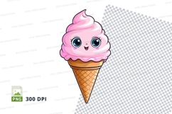 Pink ice cream cone clipart png Product Image 1