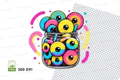 Jar of colorful eyes clipart png Product Image 1