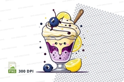 Clipart png of a colorful ice cream sundae with toppings Product Image 1