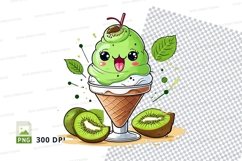 Kiwi ice cream cone clipart Product Image 1