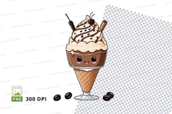 Kawaii style chocolate ice cream cone clipart png Product Image 1