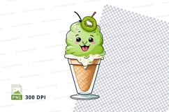 Cartoon ice cream cone with kiwi topping Product Image 1
