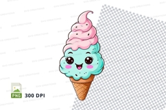 Cute cartoon ice cream cone clipart png Product Image 1