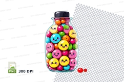 Jar of colorful smiley face candies clipart png Product Image 1