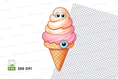 Kawaii ice cream cone clipart Product Image 1