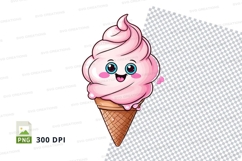 Cartoon pink ice cream cone clipart png Product Image 1