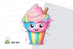 Cartoon rainbow ice cream cone clipart png Product Image 1