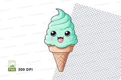 Cute mint ice cream cone clipart png Product Image 1