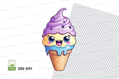 Cute cartoon ice cream cone clipart png Product Image 1
