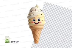 Ice cream cone cartoon character clipart png Product Image 1