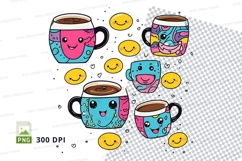 Cute cartoon coffee mugs clipart png Product Image 1