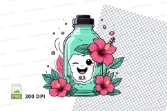 Water bottle mockup with floral design Product Image 1