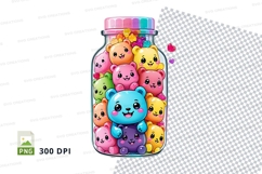 Jar of colorful cartoon bears clipart png Product Image 1