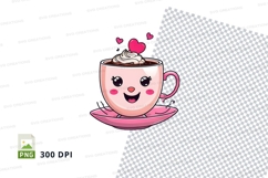 Cute pink teacup with whipped cream and hearts mockup Product Image 1
