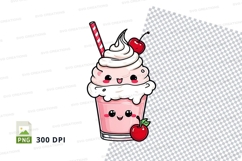 Cute strawberry milkshake clipart png Product Image 1