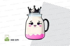 Cartoon milk jar with crown tote bag mockup Product Image 1