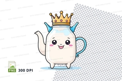 Cartoon teapot with crown clipart png Product Image 1