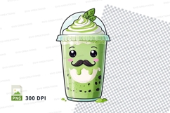 Cute green bubble tea cup clipart Product Image 1