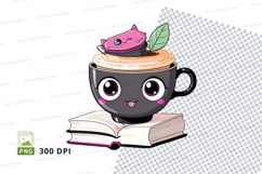 Cute cat in coffee cup clipart png Product Image 1