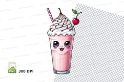 Cute strawberry milkshake clipart png Product Image 1