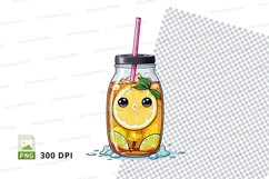Cute cartoon iced tea in mason jar clipart Product Image 1