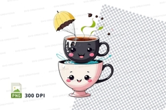 Cute stacked coffee cups clipart png Product Image 1