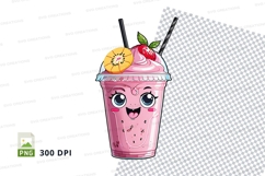Cartoon strawberry smoothie mockup Product Image 1