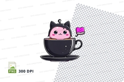 Cute cat in coffee cup clipart png Product Image 1