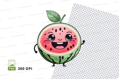 Cartoon watermelon character clipart png Product Image 1