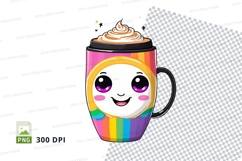 Cute rainbow coffee mug mockup with whipped cream Product Image 1