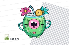 Coconut drink with face clipart png Product Image 1