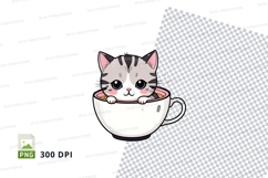 Cute kitten in coffee cup clipart png Product Image 1