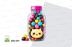 Candy jar with cartoon cat clipart png Product Image 1