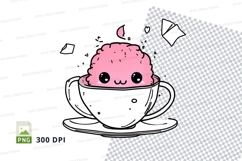 Cute cartoon coffee cup with pink froth clipart png Product Image 1