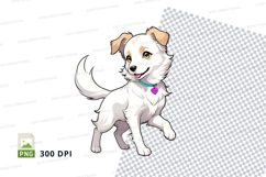 Clipart png of a happy white dog with a purple collar Product Image 1