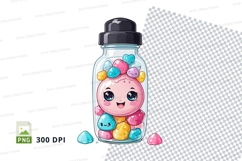 Water bottle mockup with cartoon character Product Image 1
