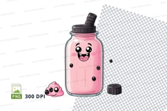 Cartoon mason jar with pink drink mockup Product Image 1