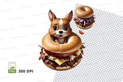 Cartoon dog bagel sandwich clipart png Product Image 1