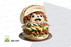 Cartoon character pulled pork burger mockup Product Image 1