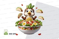 Cartoon owl character in salad bowl mockup Product Image 1