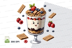 Clipart png of a parfait with berries and granola Product Image 1